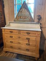 Frans landelijke kast eiken commode ladekast met marmer