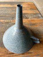 Grijs gewolkte grote trechter emaille brocante, Ophalen of Verzenden