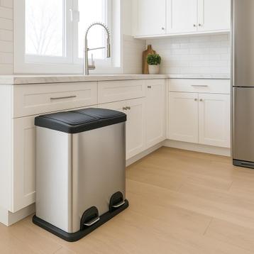 RVS Prullenbak 2 of 3 Vakken – Afvalscheiding – 40L / 45L beschikbaar voor biedingen