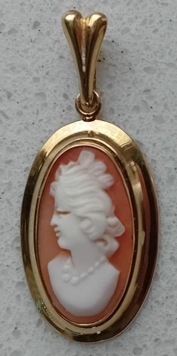 Gouden schelp camee hanger beschikbaar voor biedingen