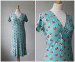 Bakery Ladies - mooie jurk / blauw / lipjes kusjes / maat M, Maat 38/40 (M), Zo goed als nieuw, Bakery Ladies, Boven de knie