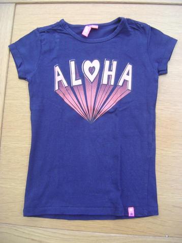 Donkerblauw t-shirt met tekst ALOHA - maat 116 