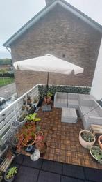 Mooie Parasol 3 Meter + Voet, Tuin en Terras, Ophalen, Kantelbaar, 2 tot 3 meter, Zo goed als nieuw