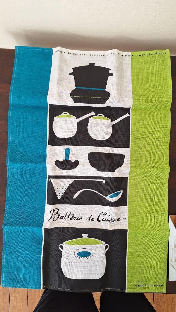 Theedoek vintage Lucienne Day 100% linnen, Huis en Inrichting, Keuken | Textiel, Nieuw, Theedoek of Handdoek, Overige kleuren