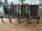 4 eethoekstoelen kleur bruin, Huis en Inrichting, Ophalen, Gebruikt, Leer, Vier