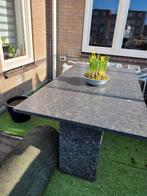 Natuurstenen eettafel 1.80 bij 1mtr zilvergrijs gemêleerd, Tuin en Terras, Tuintafels, Ophalen, Zo goed als nieuw, Rechthoekig