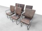 6x vintage stijl stoelen - Suedelook - Chroom frame