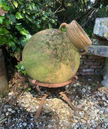 Grote 43cm mooie oude kruik metalen standaard uniek ambacht beschikbaar voor biedingen