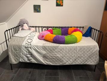 Metalen bed met matras - zwart - 203x94 cm beschikbaar voor biedingen