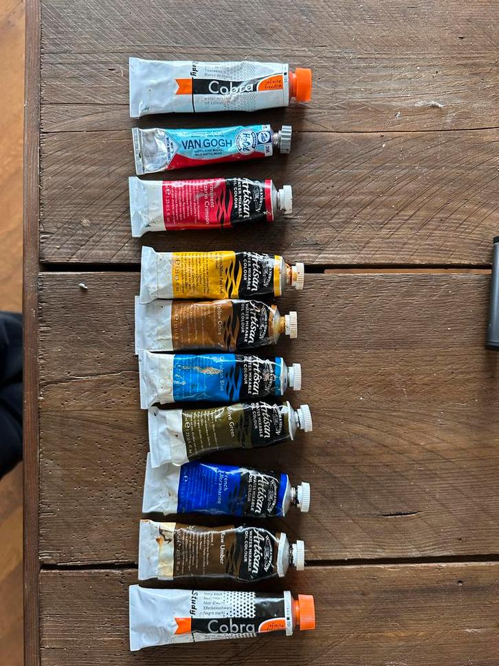 Waterverdunbare Olieverf - 10 Tubes - Bijna Vol, Hobby en Vrije tijd, Schilderen, Gebruikt, Olieverf, Ophalen of Verzenden