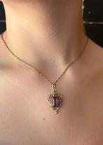 Jugendstil Amethist parels gouden ketting hanger Art Deco