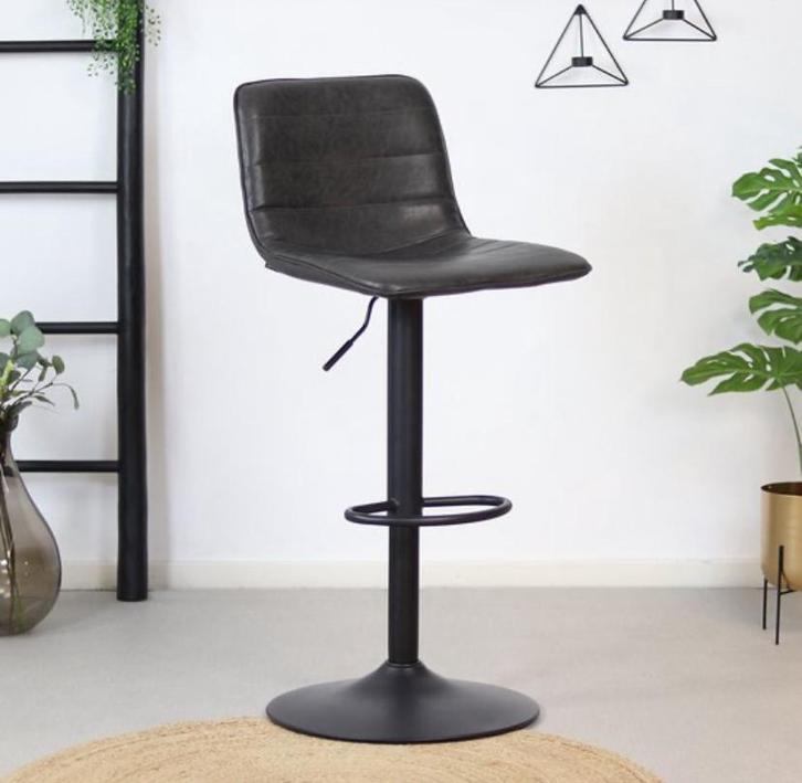 Te koop 2 verstelbare barkrukken, Huis en Inrichting, Barkrukken, Zo goed als nieuw, 60 tot 90 cm, Leer, 4 krukken, Draaibaar