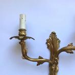 Vuur vergulde dubbele Franse wandlamp met kaars hulzen, Huis en Inrichting, Lampen | Wandlampen, Ophalen of Verzenden, Metaal
