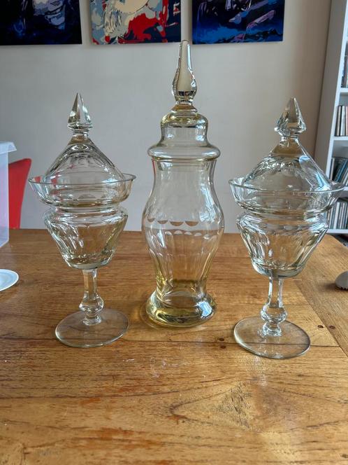 Antieke Kristallen Gemberpotten - Set van 3, Antiek en Kunst, Antiek | Glas en Kristal, Ophalen of Verzenden