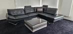 Luxe Natuzzi Hoekbank – Zwart Leer, Ophalen, Gebruikt, Leer