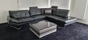 Luxe Natuzzi Hoekbank – Zwart Leer beschikbaar voor biedingen