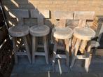 Teak houten Barkrukken, Huis en Inrichting, Barkrukken, 4 krukken, Ophalen, Zo goed als nieuw, Hout