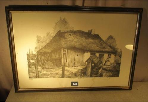 Mooie Litho 'Het Huis van Mieke Hannes' - Gesigneerd, Antiek en Kunst, Kunst | Litho's en Zeefdrukken, Ophalen of Verzenden