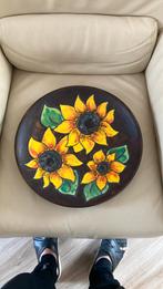 Wandbord diamaat 37 cm. Bruin met zonnebloem, Antiek en Kunst, Ophalen