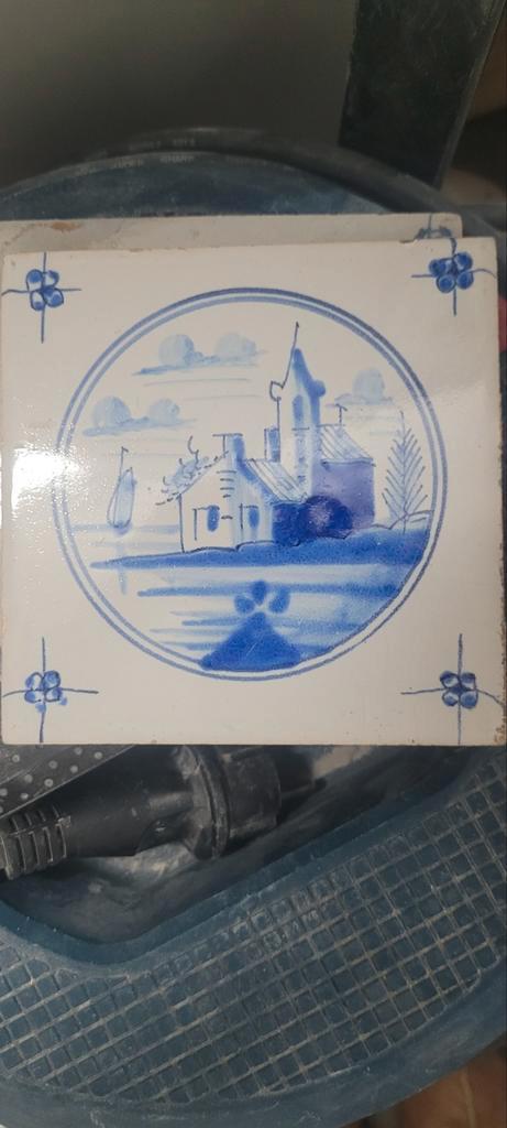 Delfsblauwe Tegel met Hollands Landschap, Antiek en Kunst, Antiek | Wandborden en Tegels, Ophalen of Verzenden