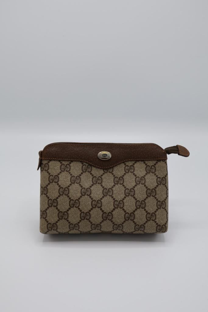 Gucci Cosmetic Bag Pvc, Sieraden, Tassen en Uiterlijk, Toilettassen, Zo goed als nieuw, Dame, Bruin, Ophalen of Verzenden