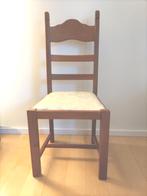 stoel eiken stoel met stoffen pastel bekleding, Huis en Inrichting, Stoelen, Ophalen, Hout, Gebruikt, Bruin