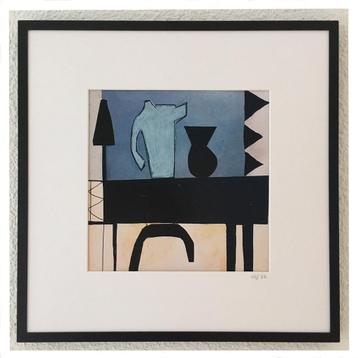 Collage “Stilleven met blauwe kan” beschikbaar voor biedingen