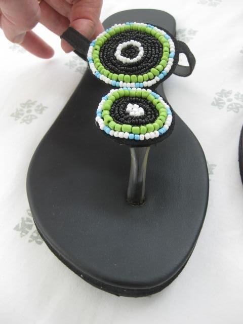 NIEUW Zwarte slippers, kraaltjes turquoise groen, 40 Ibiza, Kleding | Dames, Schoenen, Slippers, Nieuw, Ophalen of Verzenden, Ibiza