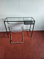 Bureau(tje), ijzeren frame met glazen blad, Huis en Inrichting, Ophalen, Zo goed als nieuw
