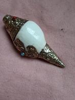 Rituele Tibetaanse hoorn schelp zilveren versieringen tibet, Ophalen of Verzenden