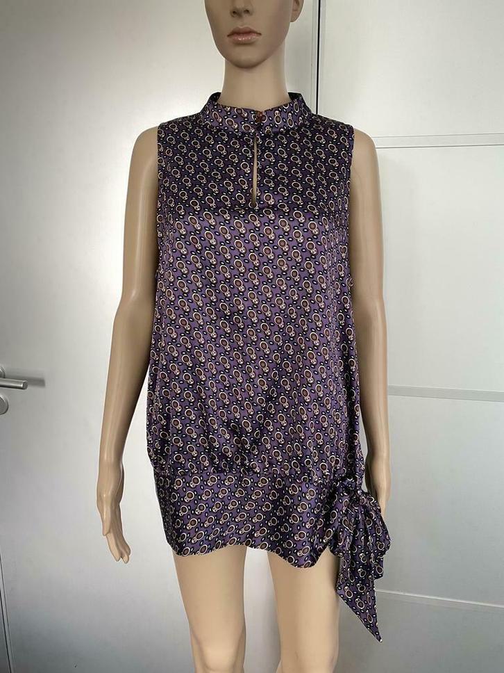 F1321 D-Lite mt L=42/44 lange blouse top tuniek paars/bruin, Kleding | Dames, Blouses en Tunieken, Zo goed als nieuw, Maat 42/44 (L)