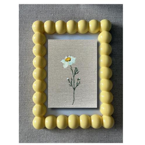 Madeliefje ~ kleintje linnen kunst ~ atelier, Huis en Inrichting, Woonaccessoires | Schilderijen, Tekeningen en Foto's, Zo goed als nieuw