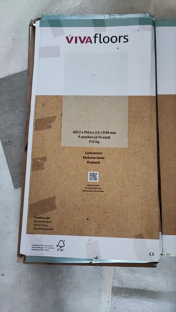 VivaFloors PVC Tegels Betonlook - 4,59 m2 Nieuw, Ophalen, 50 tot 150 cm, Nieuw, Kunststof