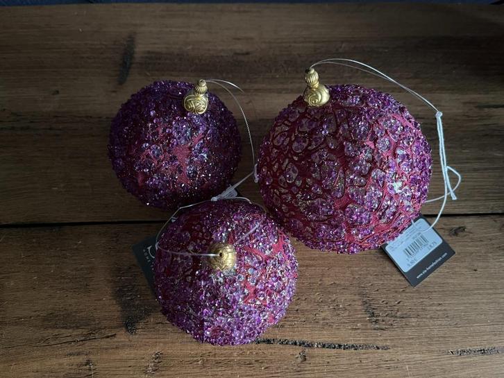 SIA kerstballen strass paars, Diversen, Kerst, Nieuw, Ophalen of Verzenden