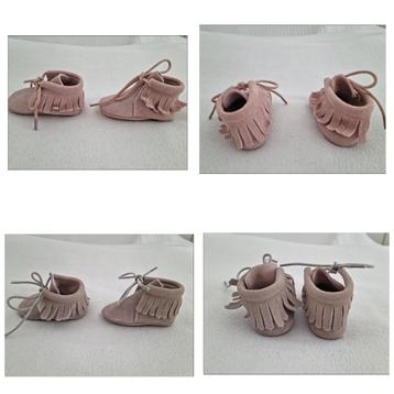 2 x baby schoentjes moccasins roze kaki schoenenmaat 15 16 beschikbaar voor biedingen