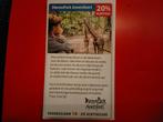 Dierenpark Amersfoort 20% korting dierentuin, Tickets en Kaartjes, Kortingen en Cadeaubonnen