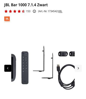 JBL Bar 1000 7.1.4 Zwart Soundbar beschikbaar voor biedingen
