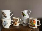 6 mokken met vogels, Antiek en Kunst, Antiek | Servies compleet, Ophalen of Verzenden