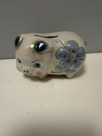 Vintage keramieken spaarvarken met blauwe bloem (ca. 1970s), Ophalen of Verzenden, Zo goed als nieuw, Steen, Aardewerk of Keramiek