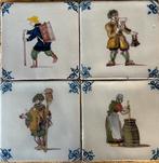 4 prachtige oude Tichelaar tegeltjes, Antiek en Kunst, Antiek | Wandborden en Tegels, Ophalen of Verzenden