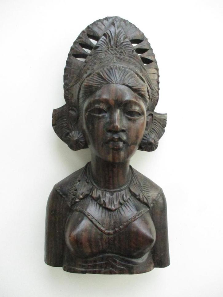 Javaanse ebbehouten buste, Antiek en Kunst, Kunst | Niet-Westerse kunst, Verzenden