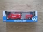 VW T1 brandweer bus met aanhanger, Hobby en Vrije tijd, Modelauto's | 1:24, Nieuw, Motormax, Ophalen of Verzenden, Auto