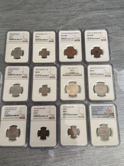 12 ngc slabs diverse munten zilver landen, Postzegels en Munten, Munten en Bankbiljetten | Verzamelingen, Buitenland, Ophalen of Verzenden