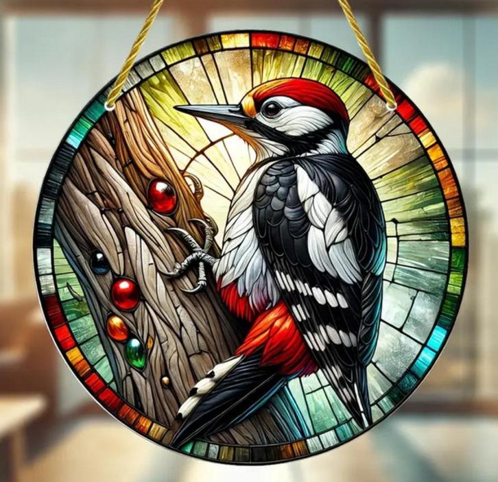 Raamhanger bonte specht, Tuin en Terras, Tuinwanddecoratie, Nieuw, Verzenden