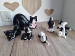 Mooie Vintage Verzamel Poezen Beelden Zwart Wit Porselein, Verzenden, Gebruikt, Dier