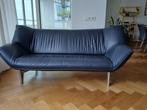 Design zitbank Leolux donkerblauw leer, Ophalen, Gebruikt, 150 tot 200 cm, Tweepersoons