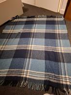 Blauw Geruite wol wollen Deken - 135x150 cm, Ophalen of Verzenden
