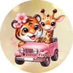 LF3991 ouwel tijger giraffe 20x4,7cm eetbare cupcake rondjes, Ophalen of Verzenden, Nieuw, Cupcakes, Versiering