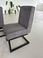 3 moderne eetkamerstoelen | Donkergrijs fluweel, Ophalen, Minder dan 75 cm, Zo goed als nieuw, Minder dan 150 cm