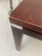 Donker houten bijzettafel vierkant - vintage retro tafeltje, Huis en Inrichting, Tafels | Bijzettafels, Ophalen, Minder dan 45 cm